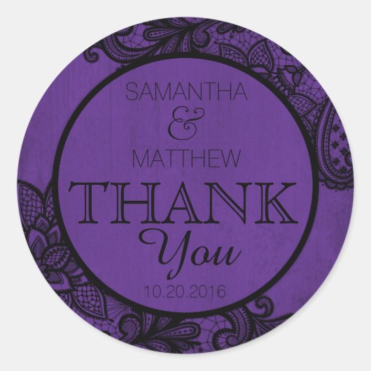 Dentelle noire violet moderne Goth Merci Étiquette (Devant)