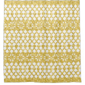 Dentelle or de luxe sur rideau de douche blanc (Devant)