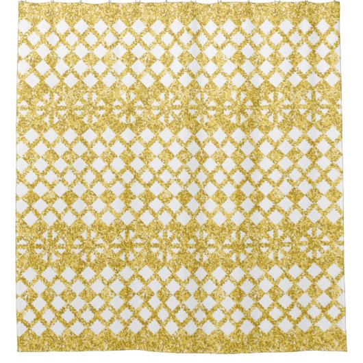 Dentelle or de luxe sur rideau de douche blanc (Devant)