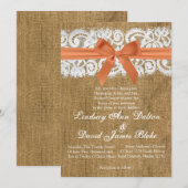 Dentelle orange Faire-part de mariage 5 x 7 (Devant / Derrière)
