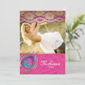 Dentelle Peacock Grad Faire-part Zebra rose (Debout devant)