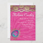 Dentelle Peacock Grad Faire-part Zebra rose (Dos)