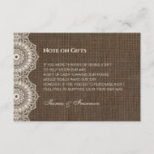 Dentelle philippine sur Burlap Guide Mariage Carte (Devant)