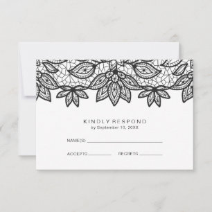 Dentelle romantique Noir et Blanc Mariage RSVP