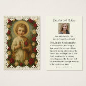 Dentelle Rose commémorative Christ Enfant (Devant & derrière)