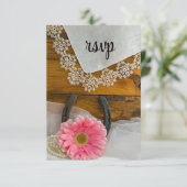 Dentelle rose Daisy Pays Western Wedding Carte RSV (Debout devant)