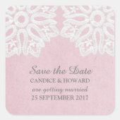 Dentelle rose élégante Enregistrer Stickers Date (Devant)