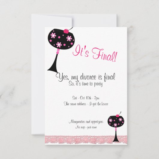 Dentelle rose et grande invitation au Divorce Part (Devant)
