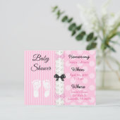 Dentelle rose et invitation Baby shower de la fill (Debout devant)