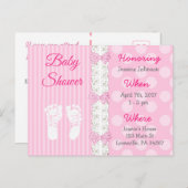 Dentelle rose et invitation Baby shower de la fill (Devant / Derrière)