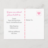 Dentelle rose et invitation Baby shower de la fill (Dos)