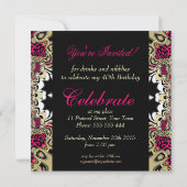 Dentelle rose et or Anniversaire Fêtes Invitation (Dos)
