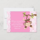 Dentelle rose singe bébé fille Merci (Dos)