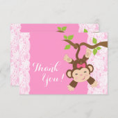 Dentelle rose singe bébé fille Merci (Devant / Derrière)