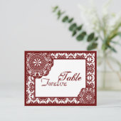 Dentelle rouge arabesque, carte postale (Debout devant)