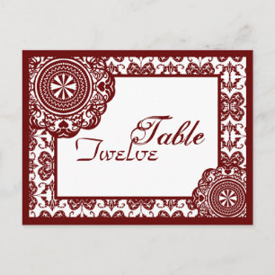 Dentelle rouge arabesque, carte postale
