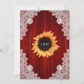 Dentelle rouge Tournesol Invitations de mariage (Dos)