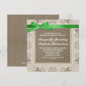 dentelle ruban & burlap répétition invitations dîn (Devant / Derrière)