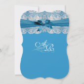 Dentelle Rustique Bleue Mariage Invitations (Dos)