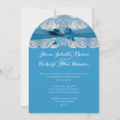 Dentelle Rustique Bleue Mariage Invitations (Devant)