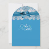 Dentelle Rustique Bleue Mariage Invitations (Dos)
