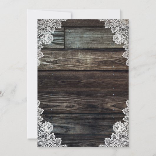 Dentelle Rustique Burlap Coeurs Mariage Invitation (Dos)