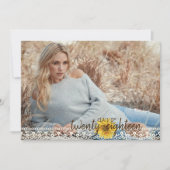 Dentelle rustique & Burlap Sunflower Carte de grad (Devant)