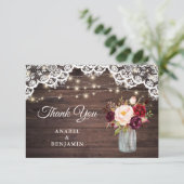 Dentelle Rustique en bois Blush Mason Jar Merci Ma (Debout devant)