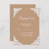 Dentelle rustique et Burlap moyen RSVP (Devant / Derrière)