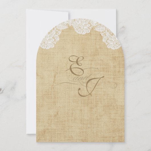 Dentelle rustique et invitation de mariage Burlap (Dos)