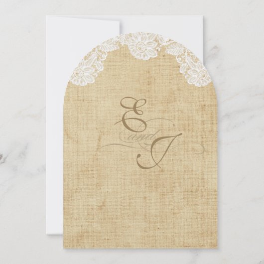 Dentelle rustique et invitation de mariage Burlap (Dos)