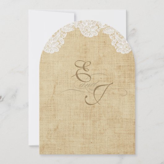 Dentelle rustique et invitation de mariage Burlap (Dos)