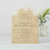 Dentelle rustique et invitation de mariage Burlap (Debout devant)