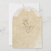 Dentelle rustique et invitation de mariage Burlap (Dos)