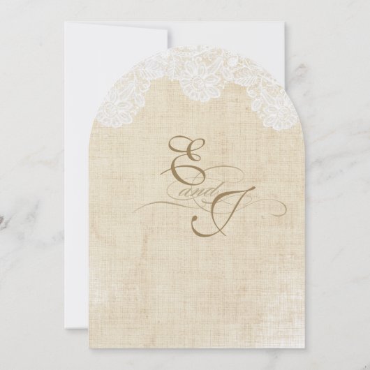 Dentelle rustique et invitation de mariage Burlap (Dos)