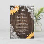 Dentelle rustique Tournesol Invitations de mariage (Debout devant)