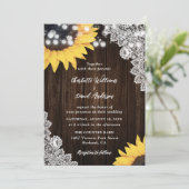 Dentelle rustique Tournesol Invitations de mariage (Debout devant)