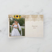 Dentelle, tournesols et Merci de mariage de toile (Intérieur)