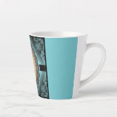 Dentelle Turquoise antique Monogramme Latte Mug (Droite)