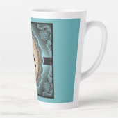 Dentelle Turquoise antique Monogramme Latte Mug (Droite)