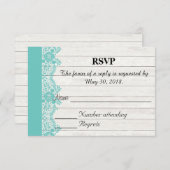 Dentelle turquoise et bois Faire-part de mariage r (Devant / Derrière)