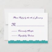 Dentelle Turquoise et violette RSVP Mariage Répons (Dos)