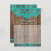 Dentelle Turquoise rustique et bois RSVP avec opti (Devant / Derrière)