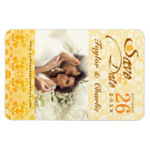 Dentelle Vintage Damas Enregistrer la date Magnet (Horizontal)