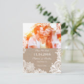 Dentelle vintage et Burlap Enregistrer la carte po (Debout devant)