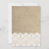 Dentelle vintage et Burlap Revue Dîner Invitation (Dos)