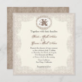 Dentelle vintage - Faire-part de mariage (Devant / Derrière)