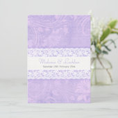 Dentelle violette et blanche faire-part de mariage (Debout devant)