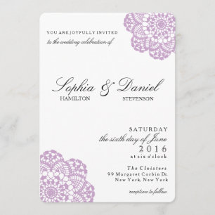 Dentelle violette Lilac Faire-part de mariage