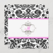 Dentelles baroques damas/roses chaudes Invitations (Devant / Derrière)